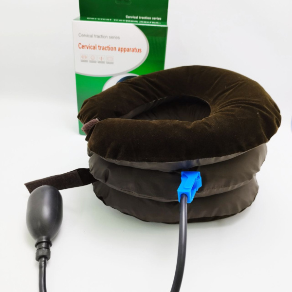 Ортопедический надувной воротник (подушка - массажер для шеи) с грушей  Cervical Neck Trаction Devic